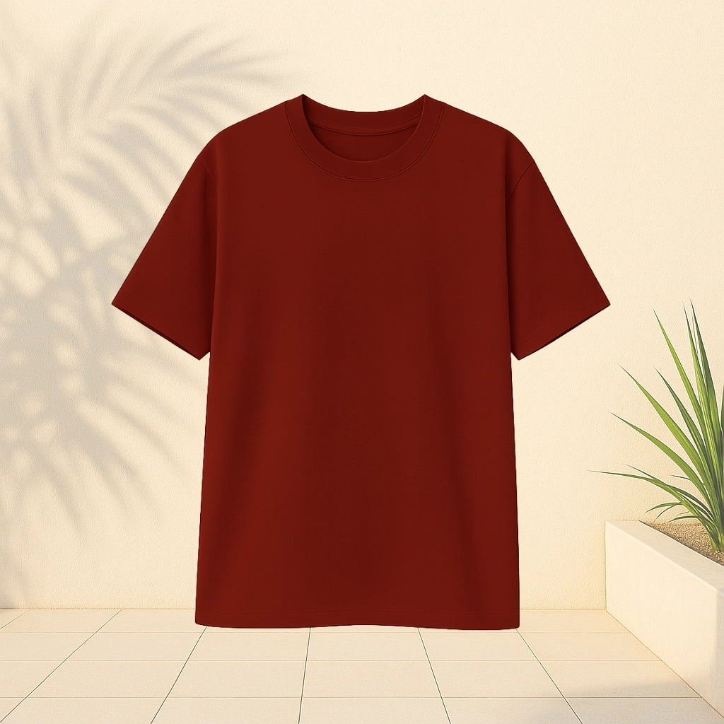 Maroon Drop Shoulder T-Shirt