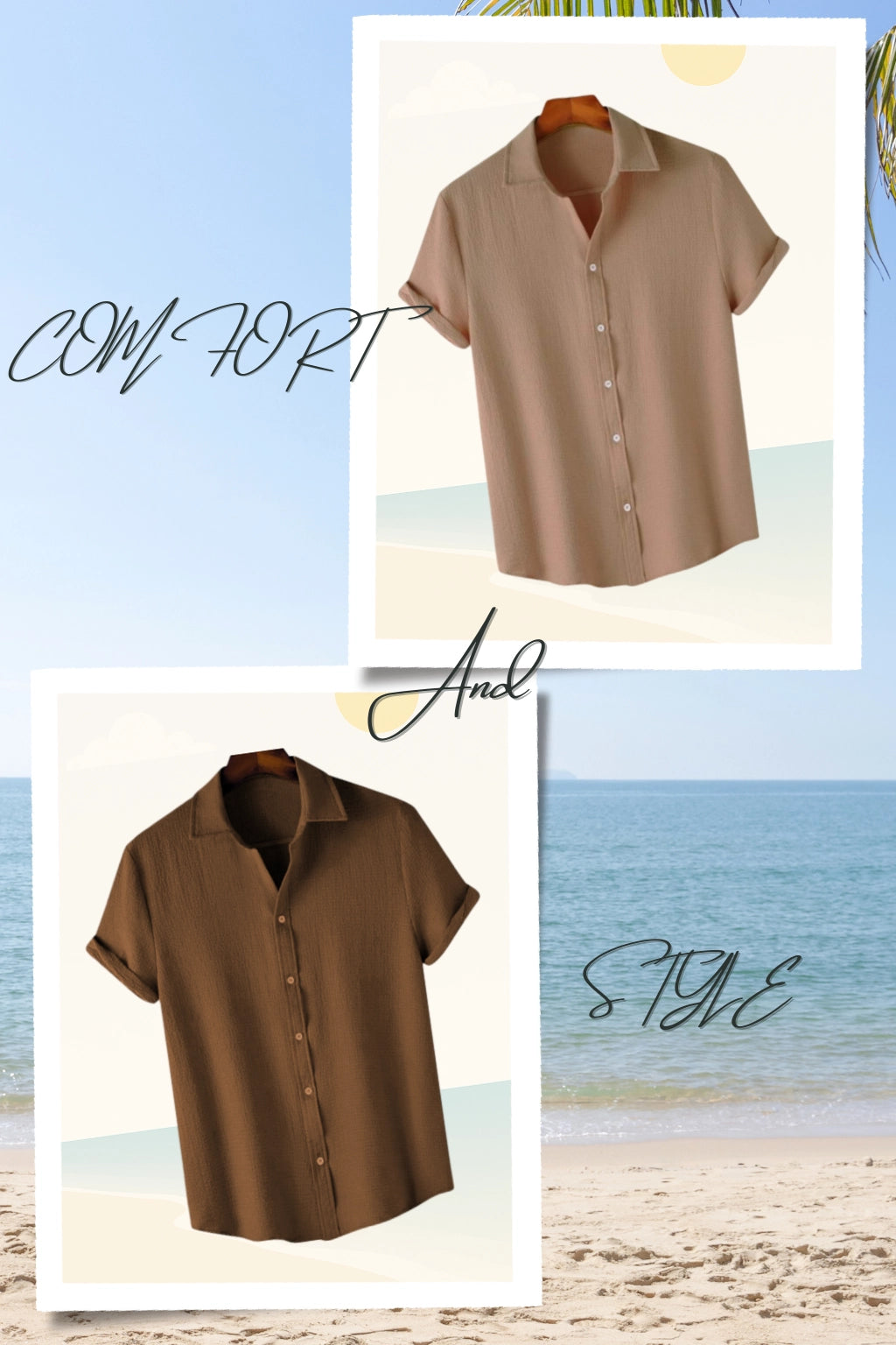 Sandy Beige | H-710 & Rustic Brown | H-701 (Half-Sleeve Shirts Combo)