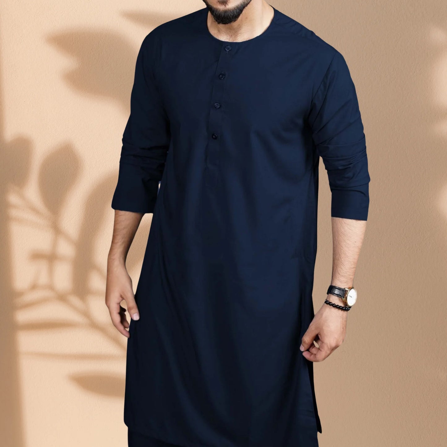 Navy Blue Classic Panjabi and Pajama Set | P-0011