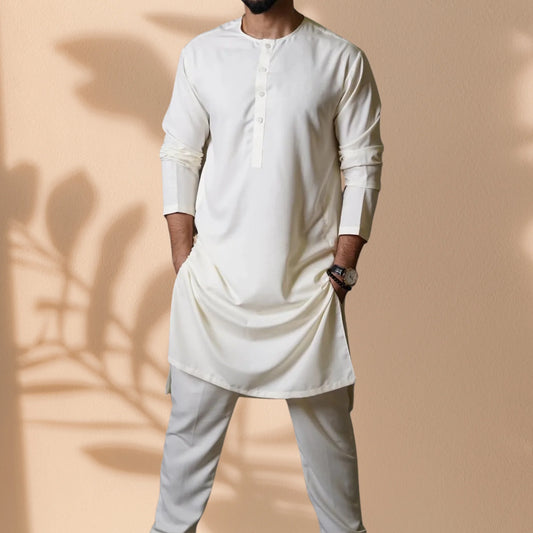 White Classic Panjabi and Pajama Set | P-002