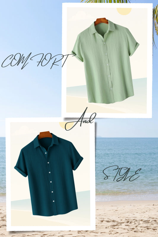 Neon Lime | H-700 & Midnight Blue | H-707 (Half-Sleeve Shirts Combo)