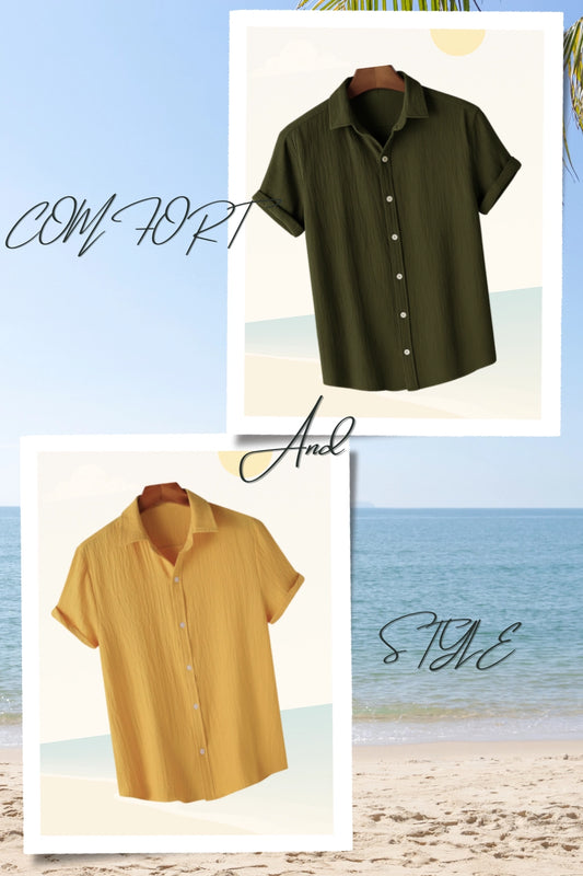 Cedar Olive | H-705 & Solar Yellow | H-715 (Half-Sleeve Shirts Combo)